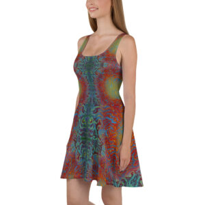 Neon Electric Swirls Skater Dress