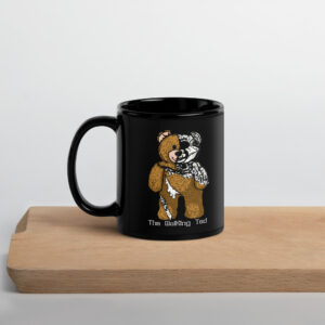 The Walking Ted Black Glossy Mug