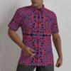Black and Red Digital Swirls All-Over Print Men's Shirt