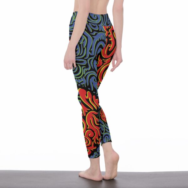 Swirly Yin Yang All-Over Print Women's High Waist Leggings | Side Stitch Closure - Image 3