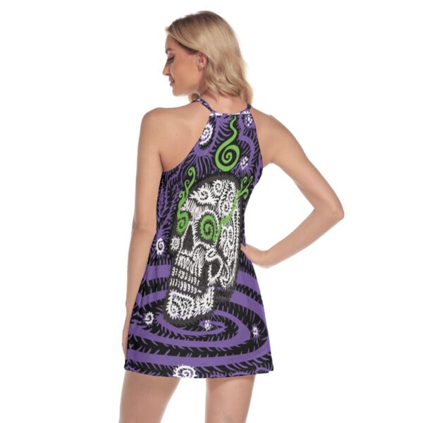 Spirit World All-Over Print Women's Round Neck Above Knee Dress - Image 4