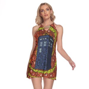 Dr Psychedelic All-Over Print Women's Round Neck Above Knee Dress