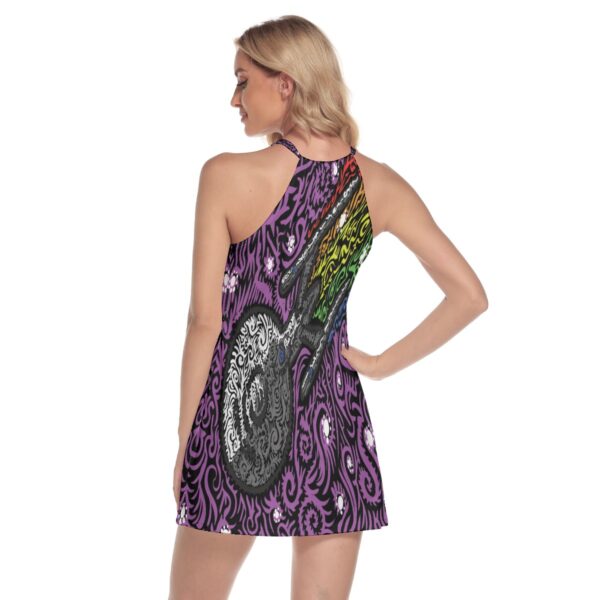 Psychedelic Trek All-Over Print Women's Round Neck Above Knee Dress - Image 4