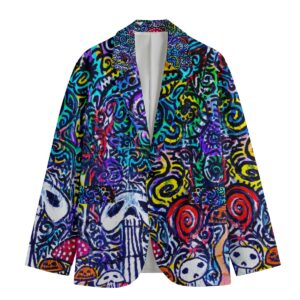 Spooky Shrooms All-Over Print Men's Casual Flat Lapel Collar Blazer | 245GSM Cotton