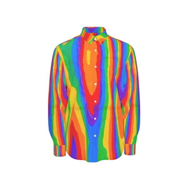 Heat Rainbow All-Over Print Men's Long Sleeve Shirt | 115GSM Cotton poplin - Image 2