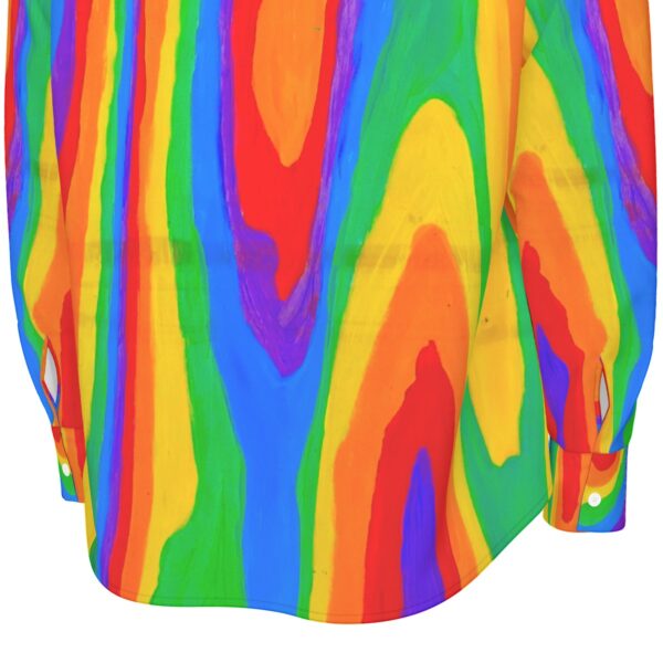 Heat Rainbow All-Over Print Men's Long Sleeve Shirt | 115GSM Cotton poplin - Image 8