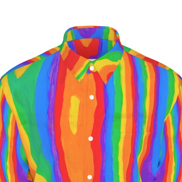Heat Rainbow All-Over Print Men's Long Sleeve Shirt | 115GSM Cotton poplin - Image 6