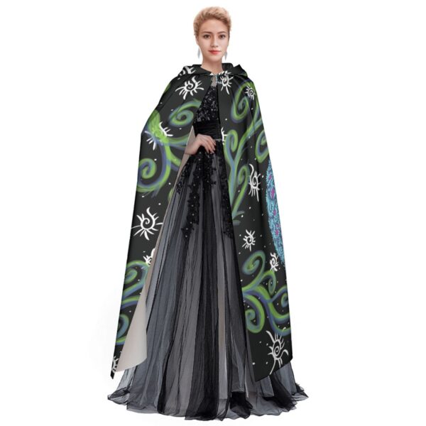 Neon Swirls Moon All-Over Print Unisex Hooded Cloak