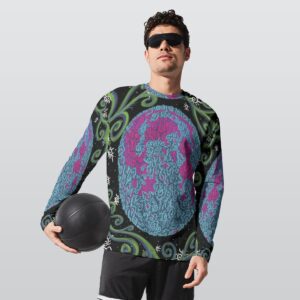 Neon Swirl Moon All-Over Print Long Sleeve T-Shirt | 190GSM Cotton
