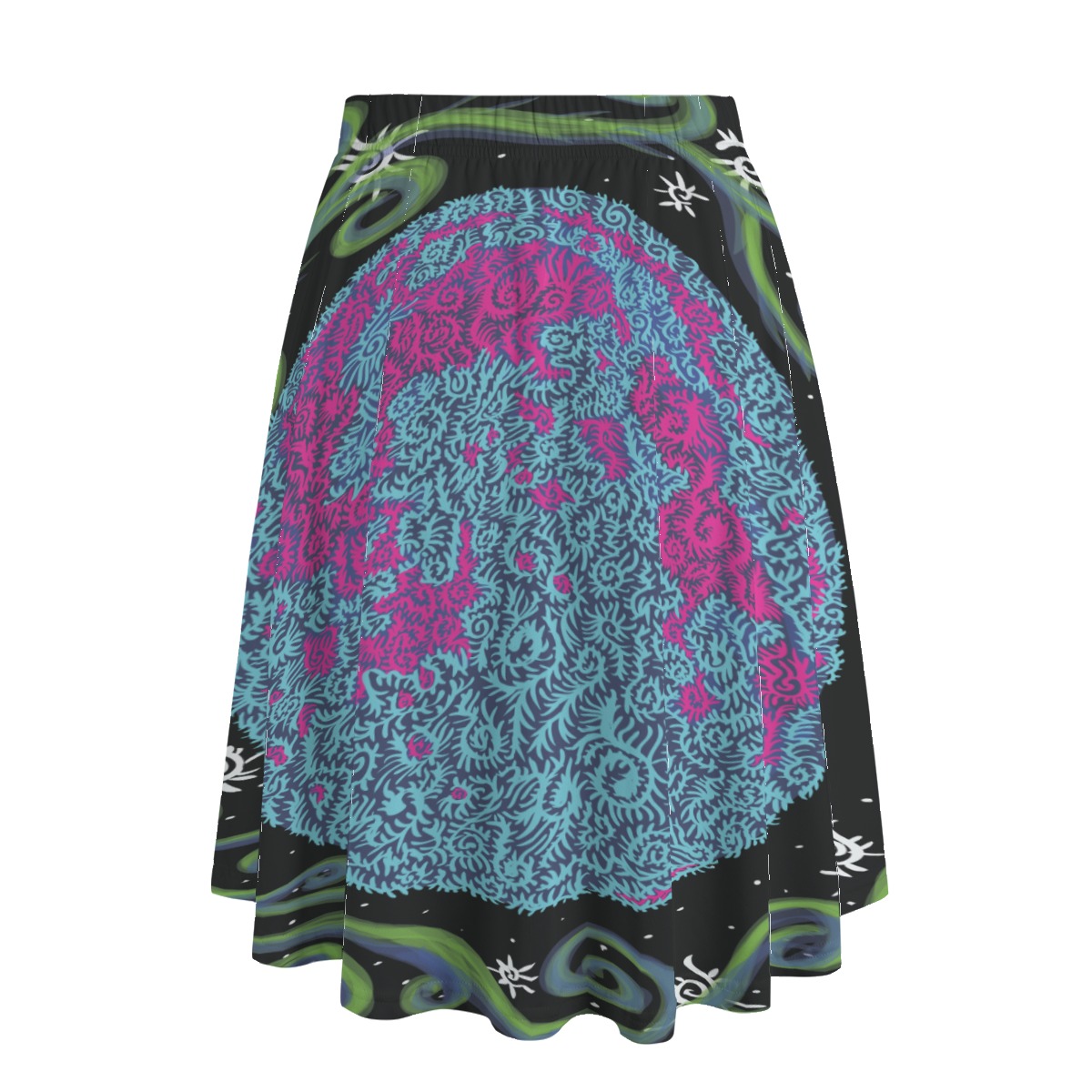 Neon Swirl Moon All-Over Print Women's Long Maxi Skirt With Pockets - Image 2