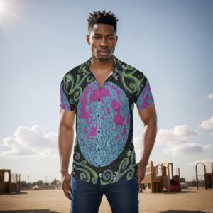 Neon Swirl Moon All-Over Print Men's Shirt