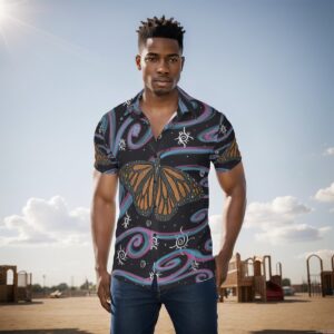 Swirly Monarch All-Over Print Men's Shirt