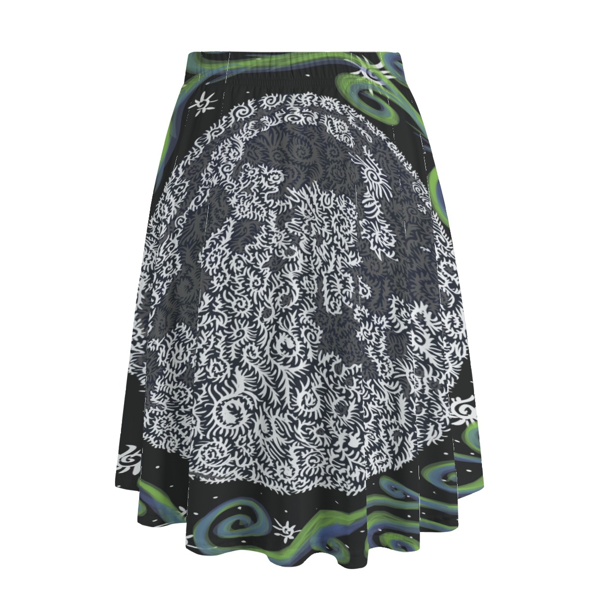 Swirl Moon All-Over Print Women's Long Maxi Skirt With Pockets - Image 2