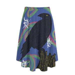 Crow of Swirls  All-Over Print Women's Long Maxi Skirt With Pockets