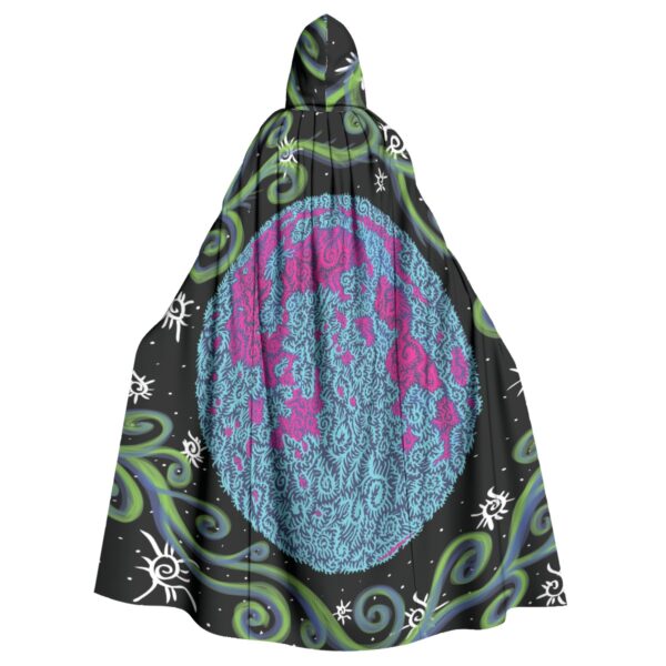 Neon Swirls Moon All-Over Print Unisex Hooded Cloak - Image 2