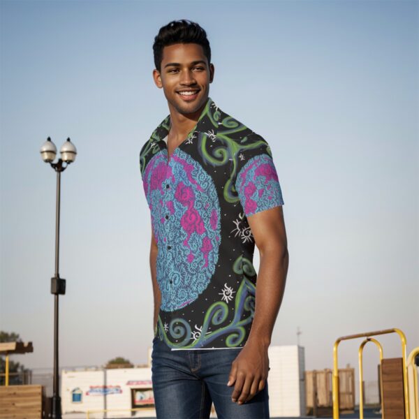 Neon Swirl Moon All-Over Print Men's Shirt - Image 3