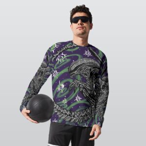 Swirly Xenomorph All-Over Print Long Sleeve T-Shirt | 190GSM Cotton