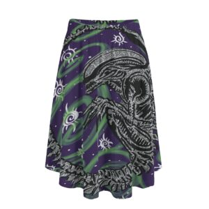 Swirly Xenomorph All-Over Print Women's Long Maxi Skirt With Pockets