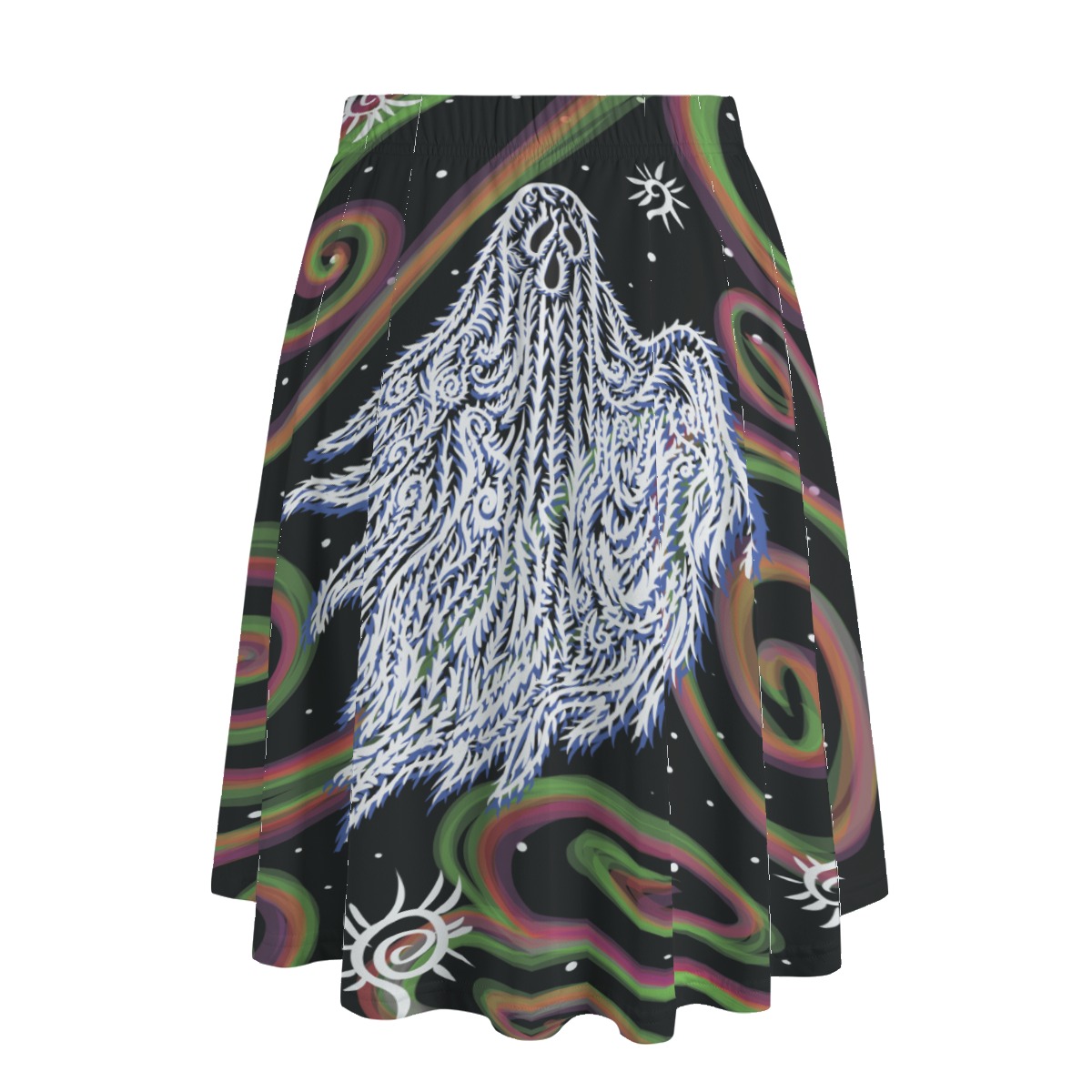 When the Swirls Ghost All-Over Print Women's Long Maxi Skirt With Pockets - Image 2