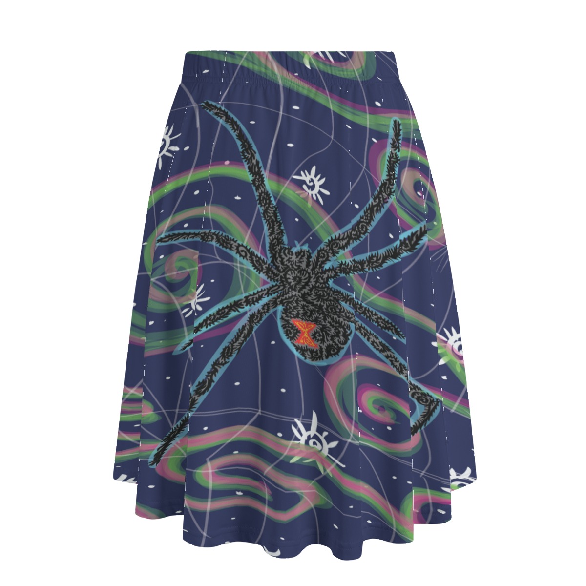 Black Widow All-Over Print Women's Long Maxi Skirt With Pockets - Image 2