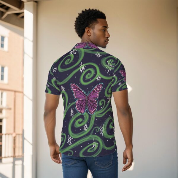 Pink Butterfly Swirls All-Over Print Men's Shirt - Image 4