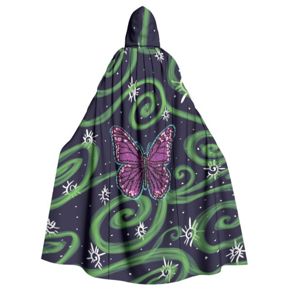 pink butterfly swirls All-Over Print Unisex Hooded Cloak - Image 2