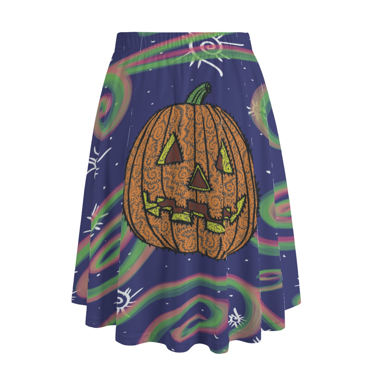 Pumpkin Spice Swirls All-Over Print Women's Long Maxi Skirt With Pockets - Image 2