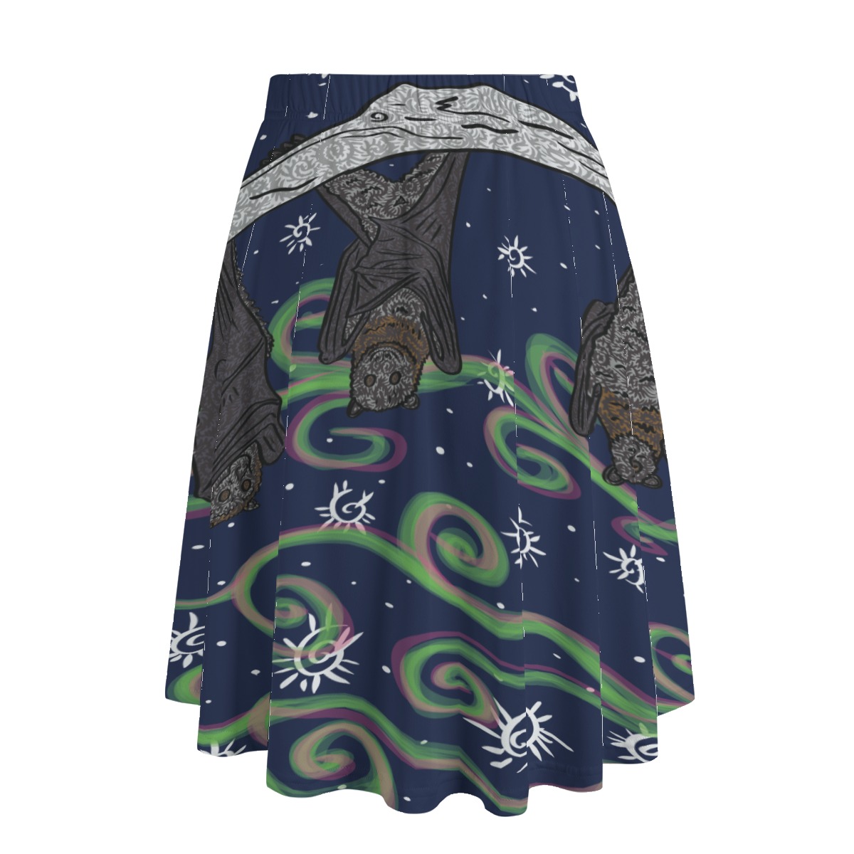 Swirls of Bats All-Over Print Women's Long Maxi Skirt With Pockets - Image 2