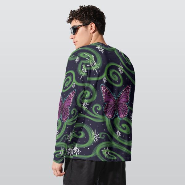 Pink Butterfly swirls All-Over Print Long Sleeve T-Shirt | 190GSM Cotton - Image 2