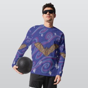 Bat Swirls All-Over Print Long Sleeve T-Shirt | 190GSM Cotton