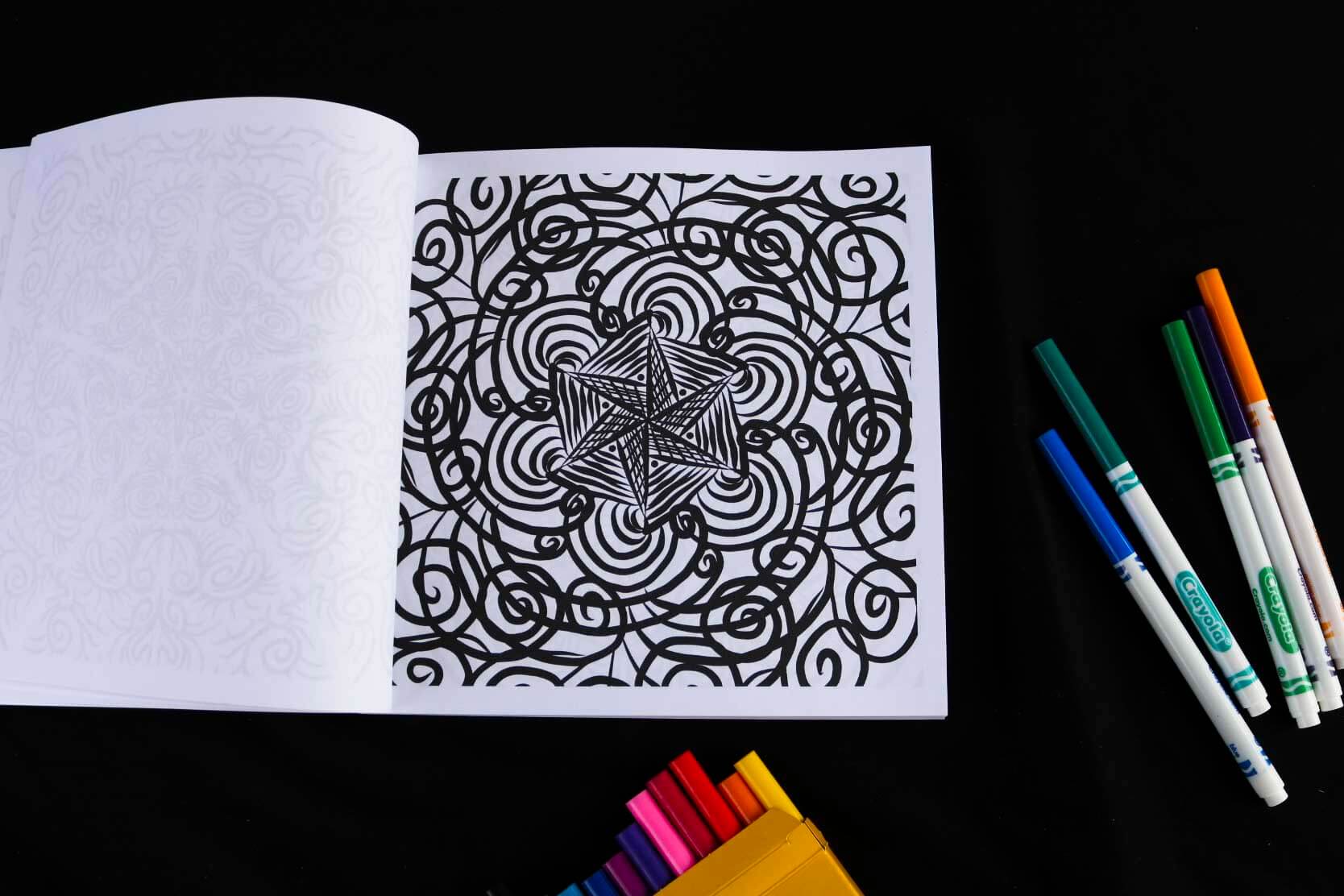 Psychedelic Swirls Adult Coloring Book page