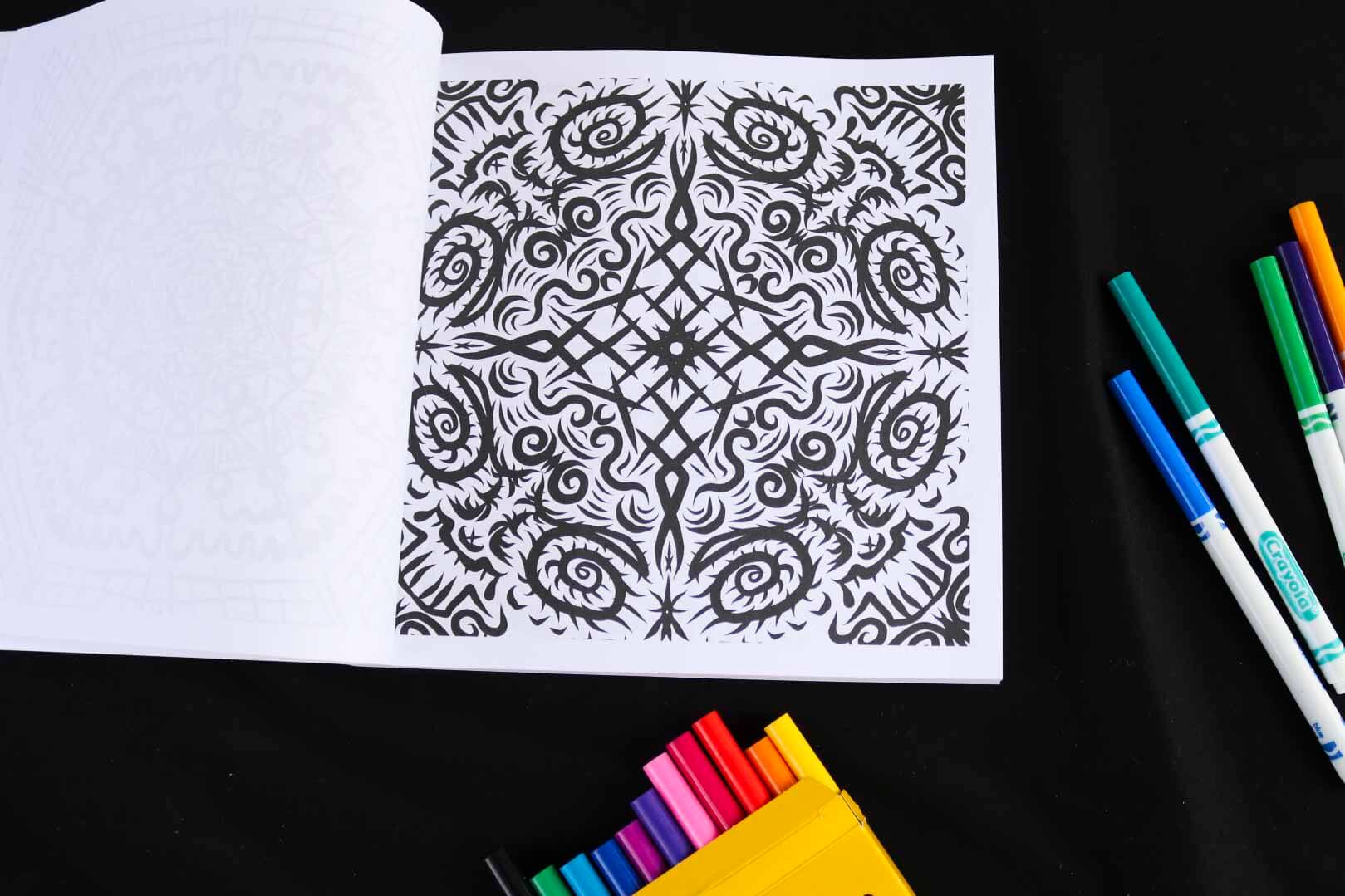 Psychedelic Swirls Adult Coloring Book page