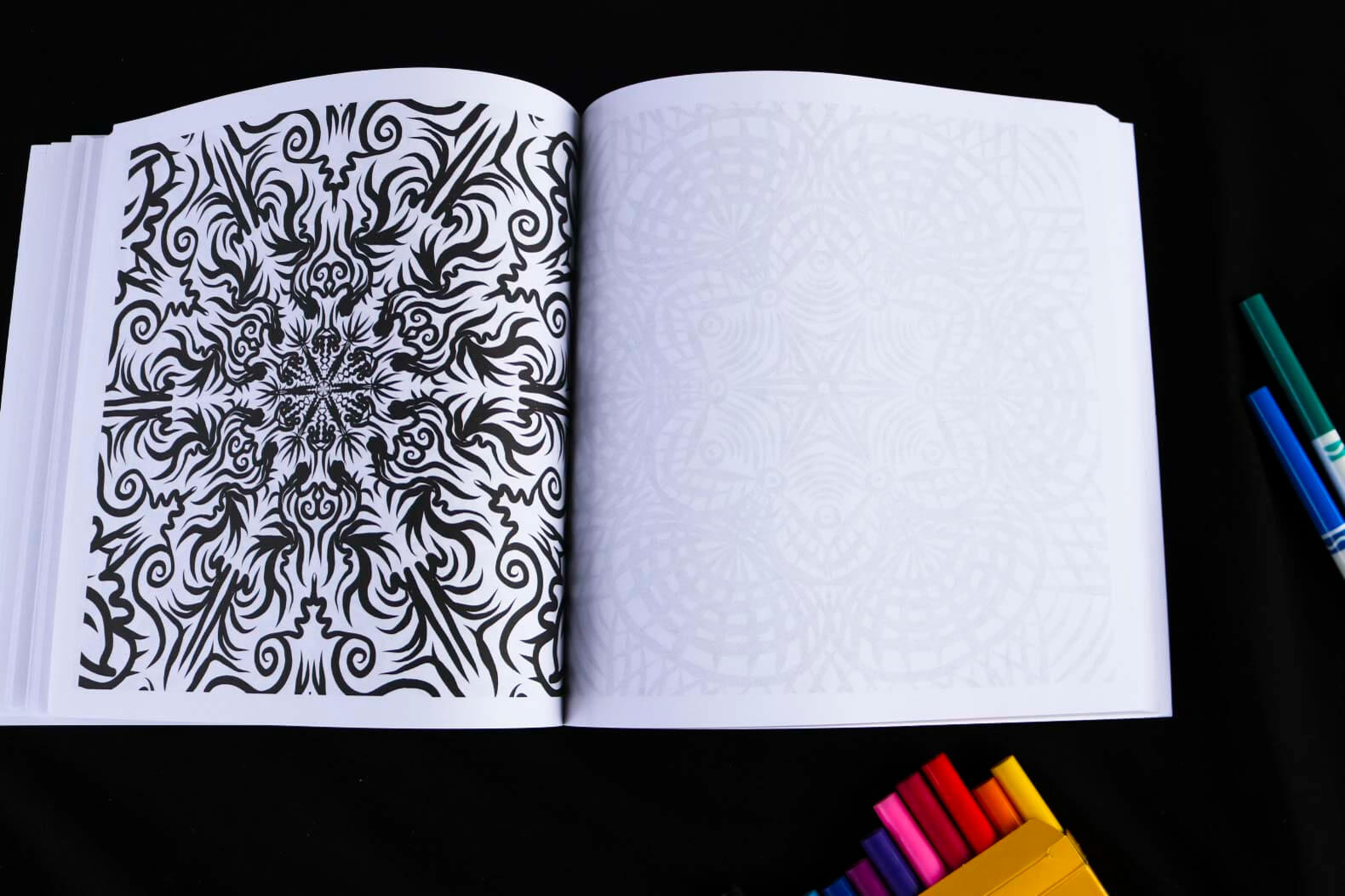 Psychedelic Swirls Adult Coloring Book page