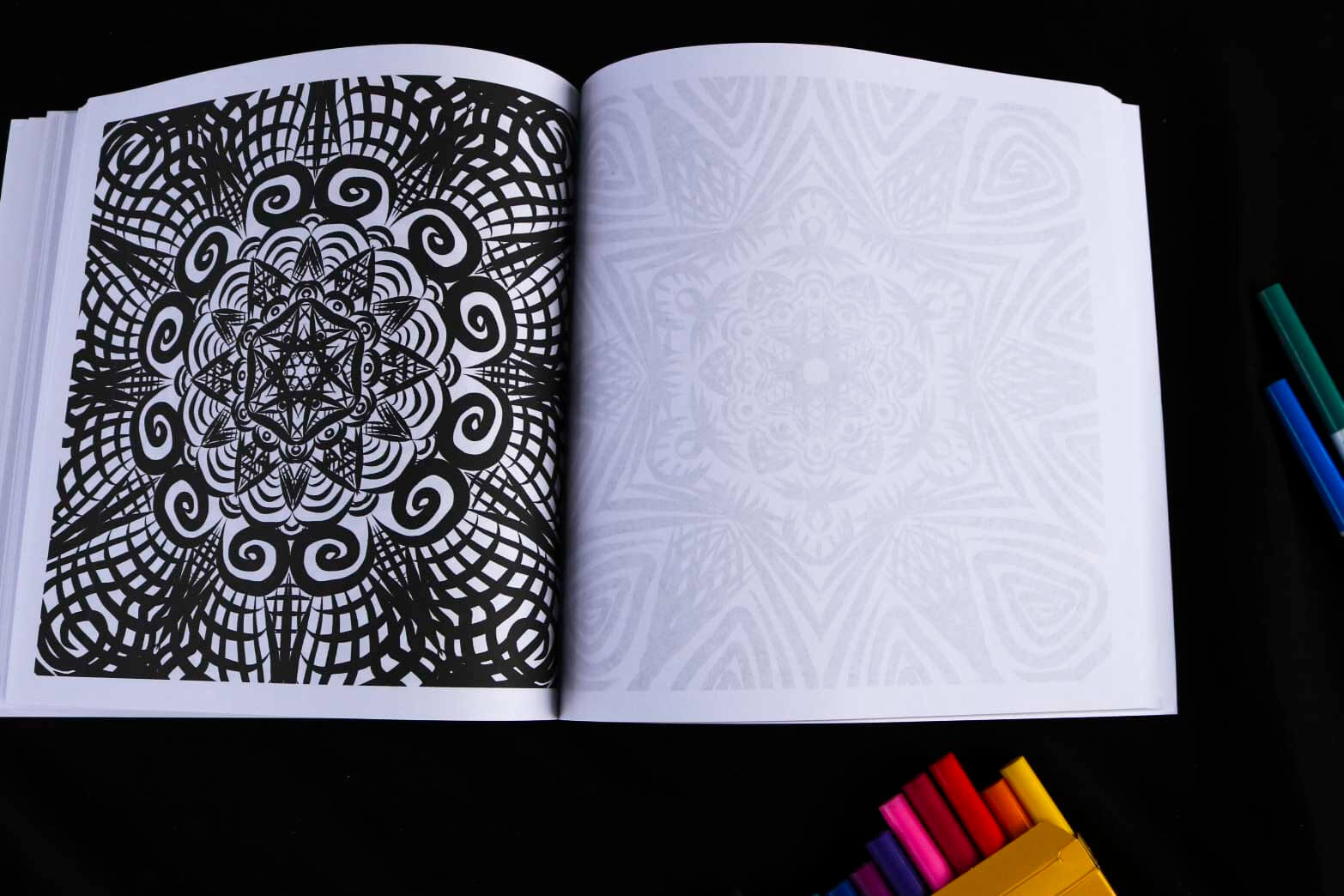 Psychedelic Swirls Adult Coloring Book page