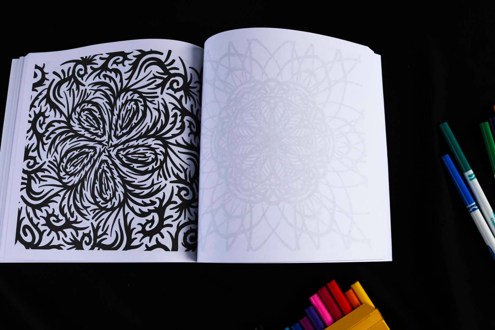 Psychedelic Swirls Adult Coloring Book page