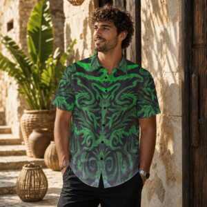 Green Swirls All-Over Print Men's Shirt